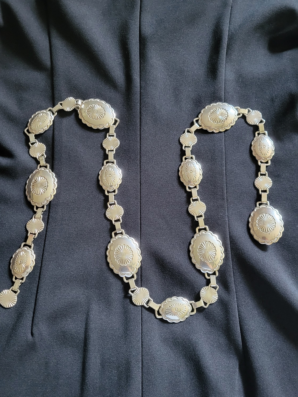 Vintage Ralph Lauren Silver-Tone Metal Concho Link Belt 40"